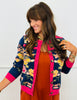 Navy/Fuchsia Floral Button Front Cardigan (Reg.)