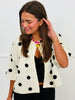 Cream/Black Polka Dot Short Sleeve Cardigan (Reg and Plus)