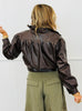 Chocolate Faux Leather Bomber Jacket (Reg.)