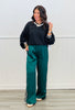 Green Checkered Side Stripes Satin Pants (Reg & Plus)