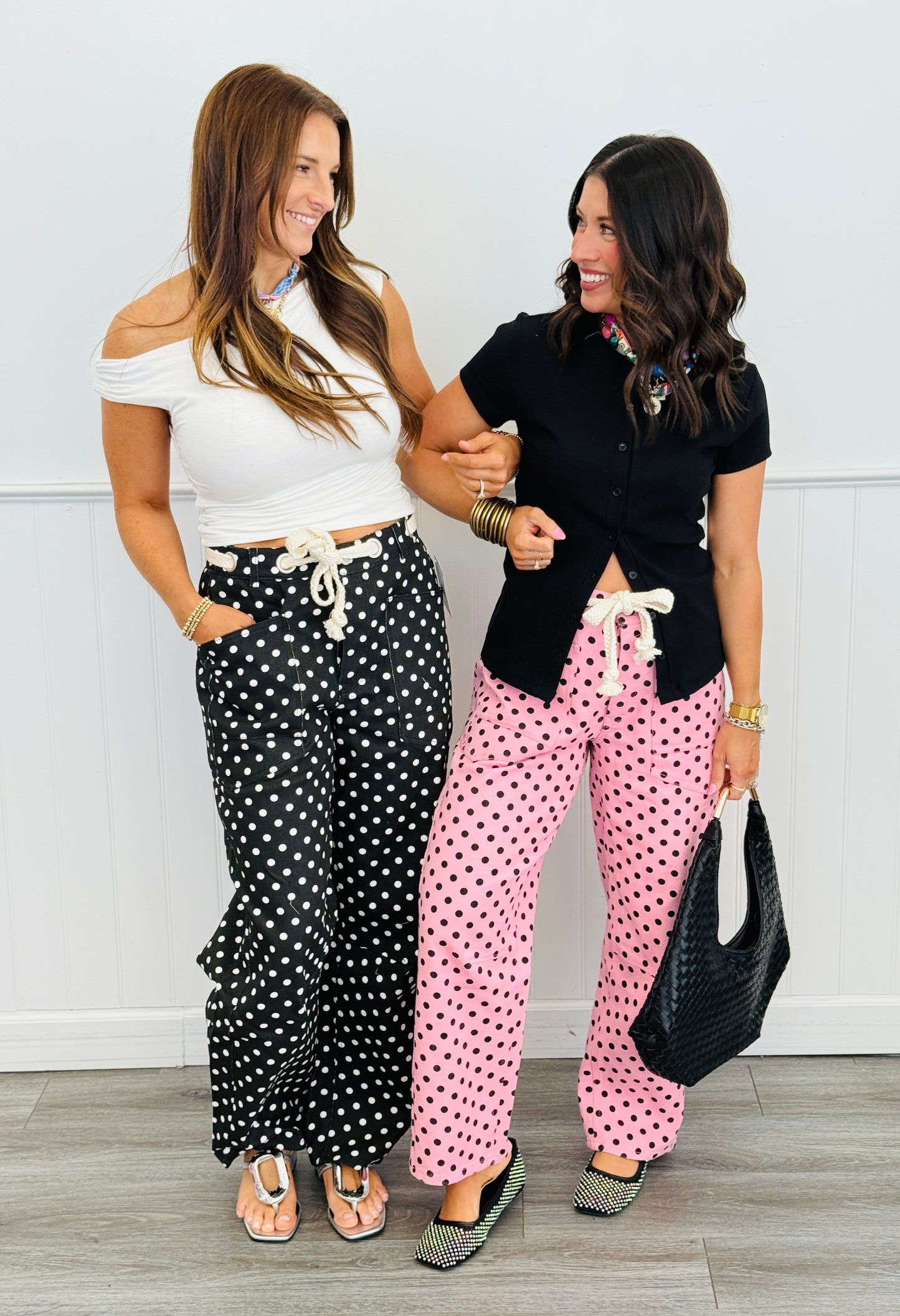 Polka Dot String Barrel Pants (Reg.)-2 Colors