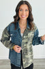 Denim Camouflage Button Down Shacket (Reg. & Plus)