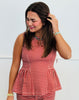 Gingham Peplum Sleeveless Top (Reg.) - 2 Colors