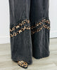 Washed Black Leopard Contrast Pants (Reg & Plus)