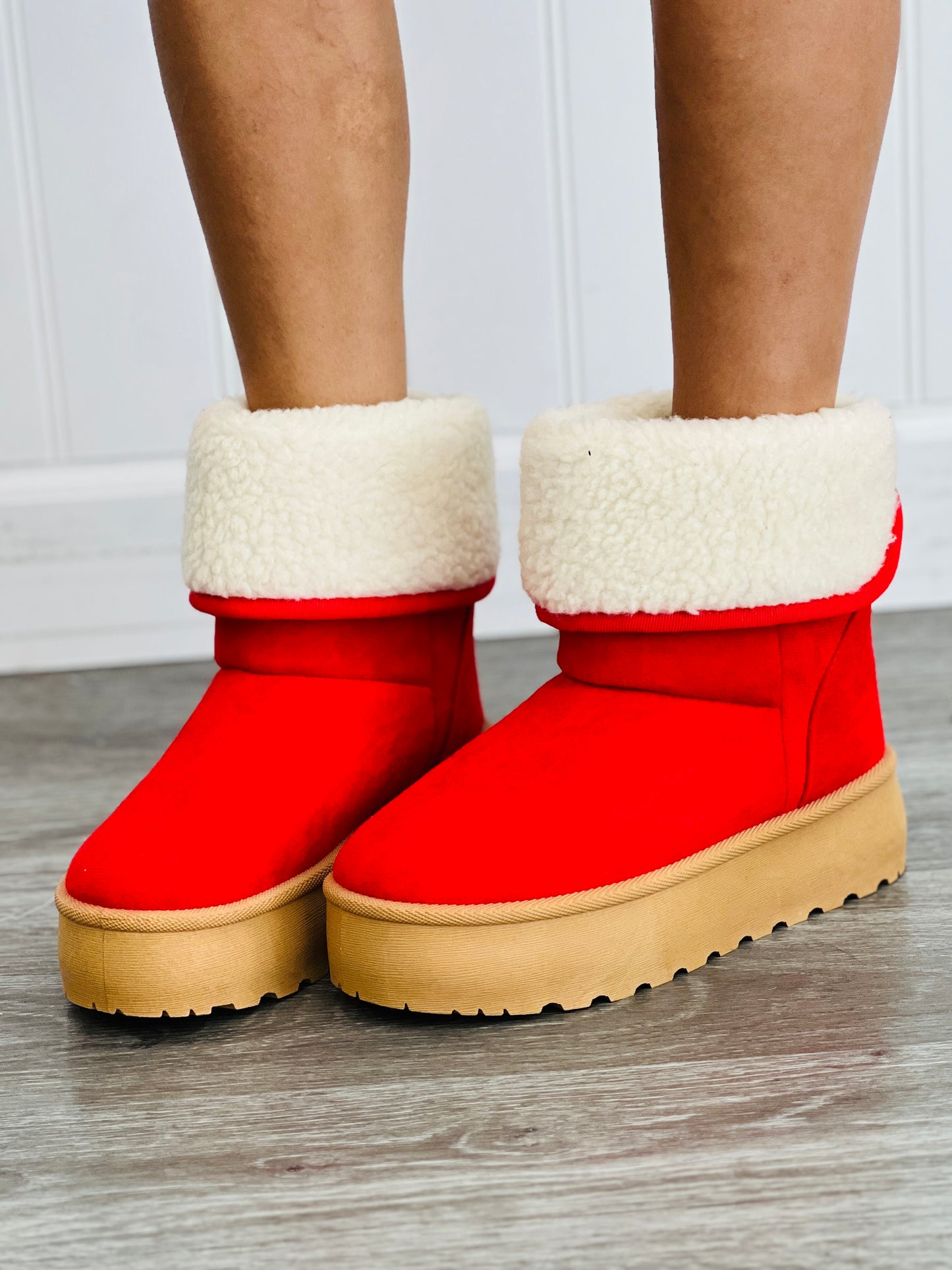 Red Bundle Up Platform Boots