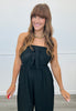 Black Strapless Front Tie Jumpsuit (Reg.)