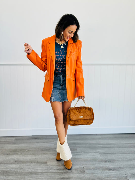 Orange Vegan Leather Kate Blazer (Reg.)