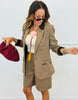 Camel Multi Plaid Dressy Bermuda Shorts (Reg & Plus)