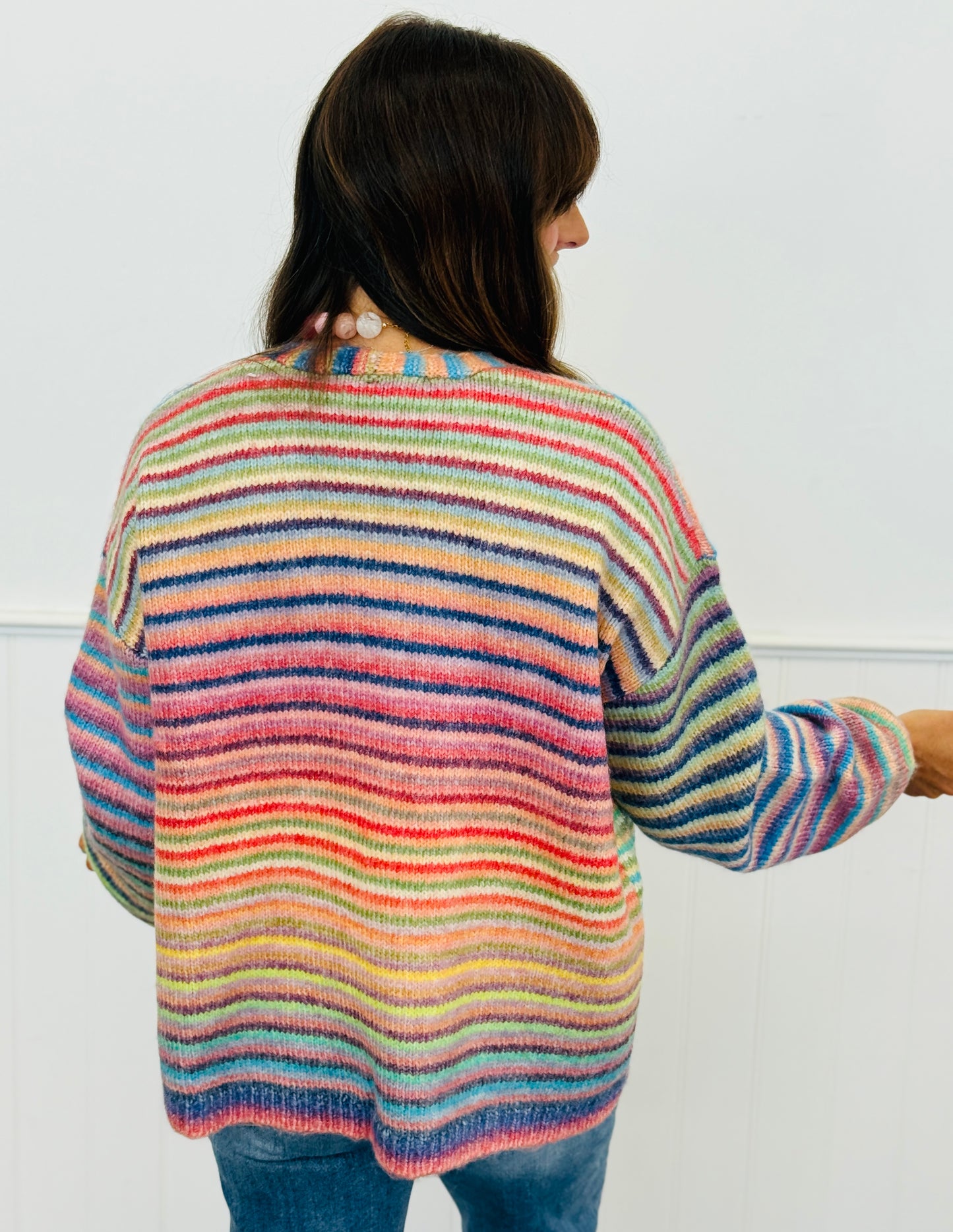 Rainbow Striped Long Sleeve Cardigan (Reg.)