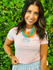 Pink Seashell Embroidered Tee (Reg.)
