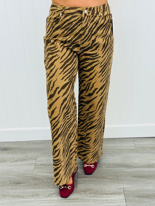Brown Zebra Print Wide Leg Pants (Reg.)