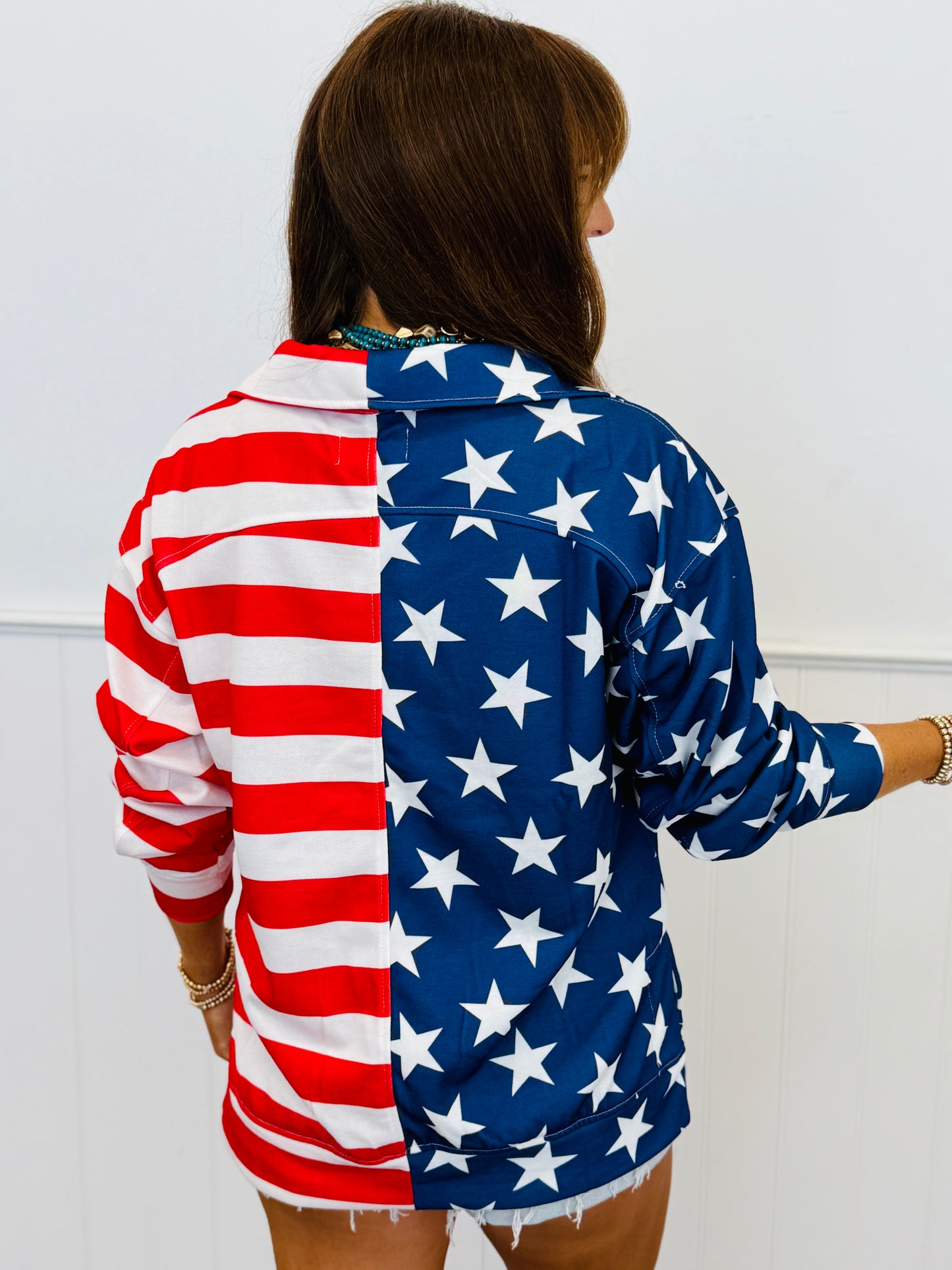 Stars and Stripes Quarter Zip Pullover (Reg. and Plus)