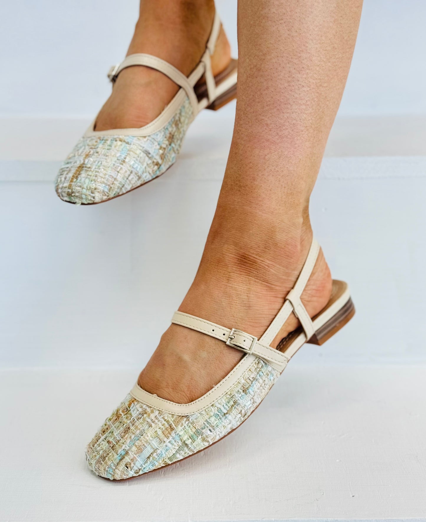 Nude Everything & More Tweed Slingback Flats