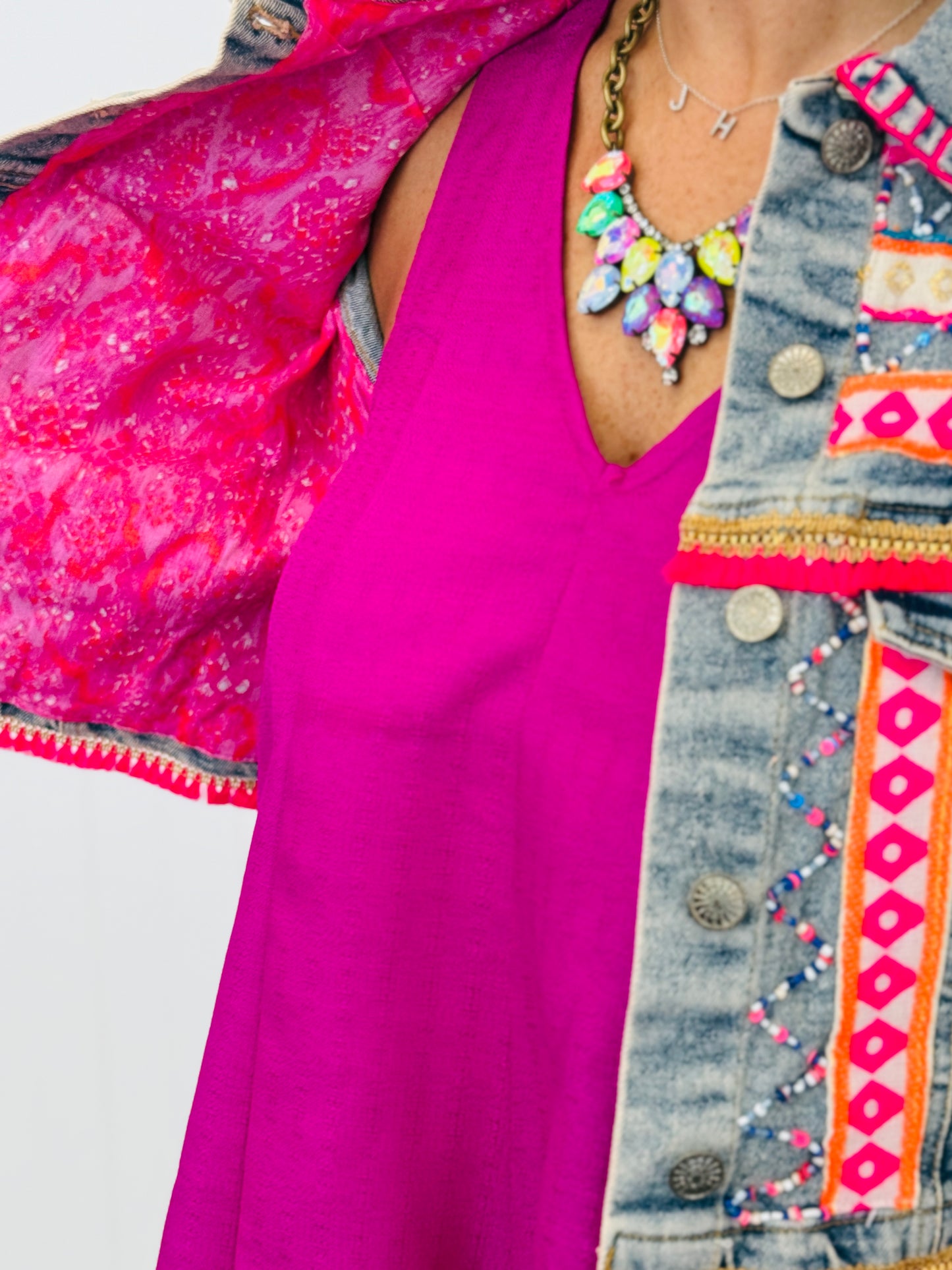 POL Denim Embroidered Aztec Design Jacket (Reg.)