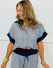 Denim Combo Stripe Top & Pants Set (Reg & Plus)