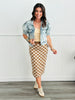 Beige Checkered Midi Skirt (Reg & Plus)