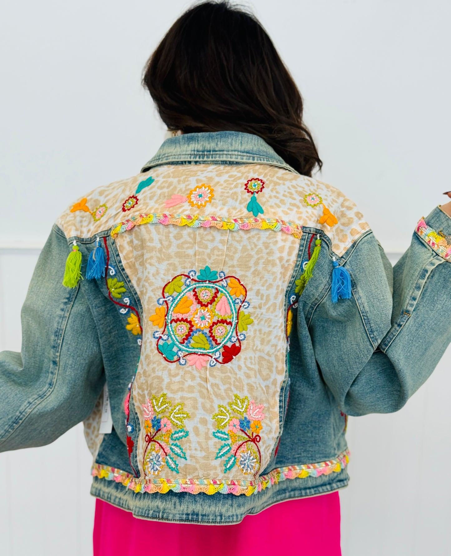 POL Denim Floral Embroidery & Tassels Denim Jacket (Reg.)