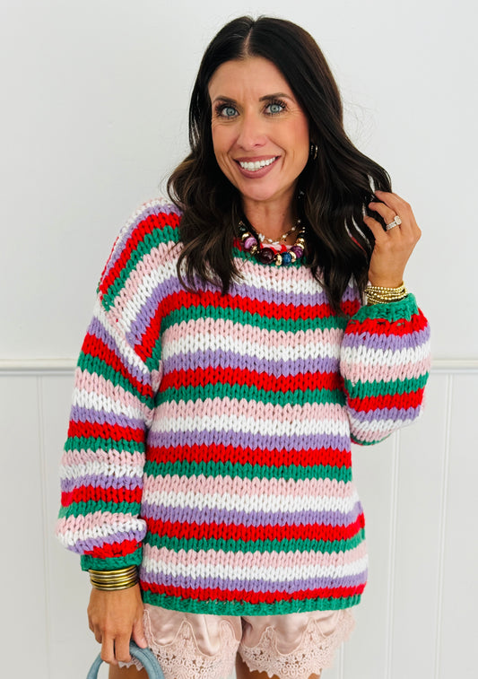 Christmas Ribbed Stripe Sweater Top (Reg.)