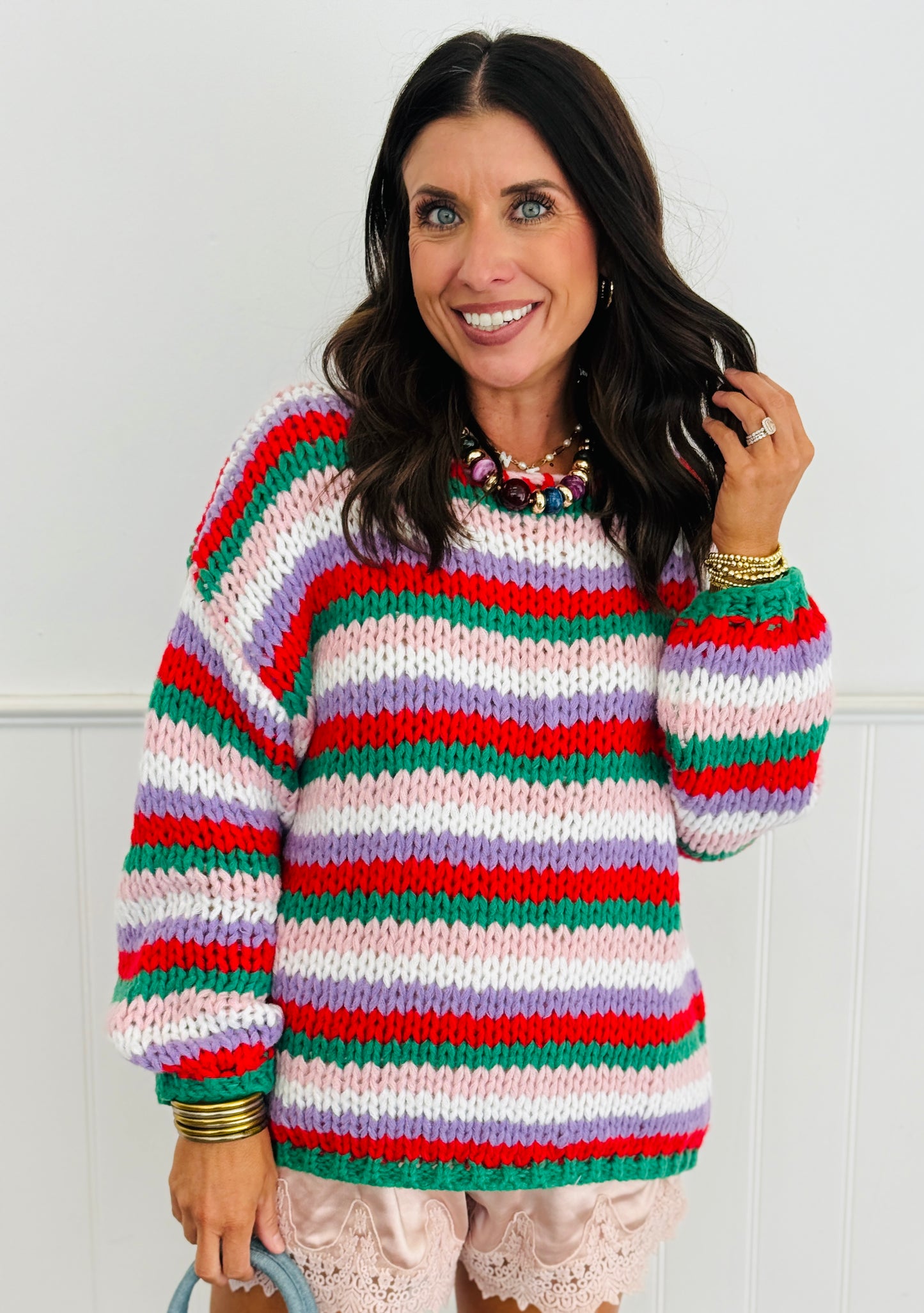 Christmas Ribbed Stripe Sweater Top (Reg.)