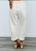 Cream Grommet Waist Denim Barrel Pants (Reg.)