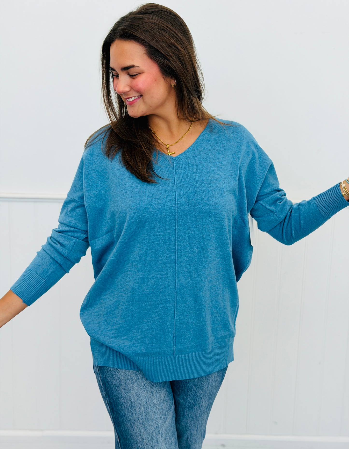 Center Seam Sweater Top Remix (Reg.) - 7 Colors