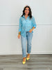 Blue  Lace Kathryn Button-Up Blouse (Reg. and Plus)