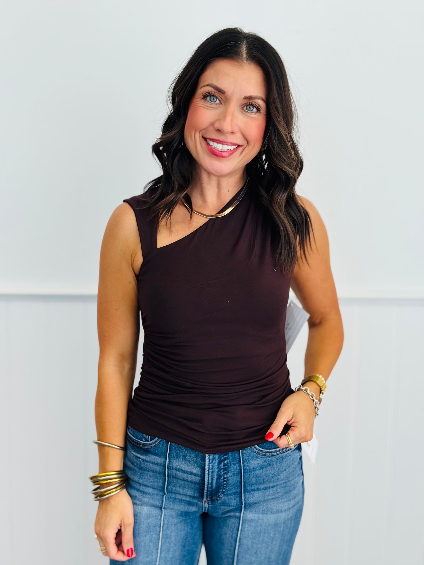 Asymmetric Mia Ruched Top (Reg.)-3 Colors