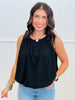 Black Sleeveless Bubble Hem Top (Reg.)