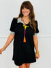 Black Contrast Stripe Trim Mini Dress (Reg & Plus)