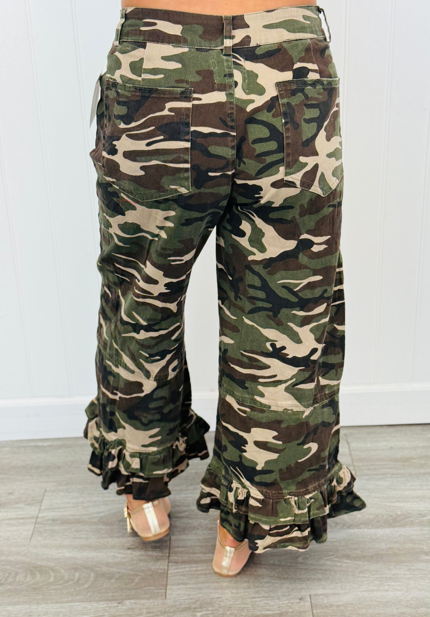 Vintage Camo Ruffled Hem Pants (Reg.)