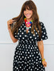 Black Polka Dot Tiered Midi Dress (Reg.)
