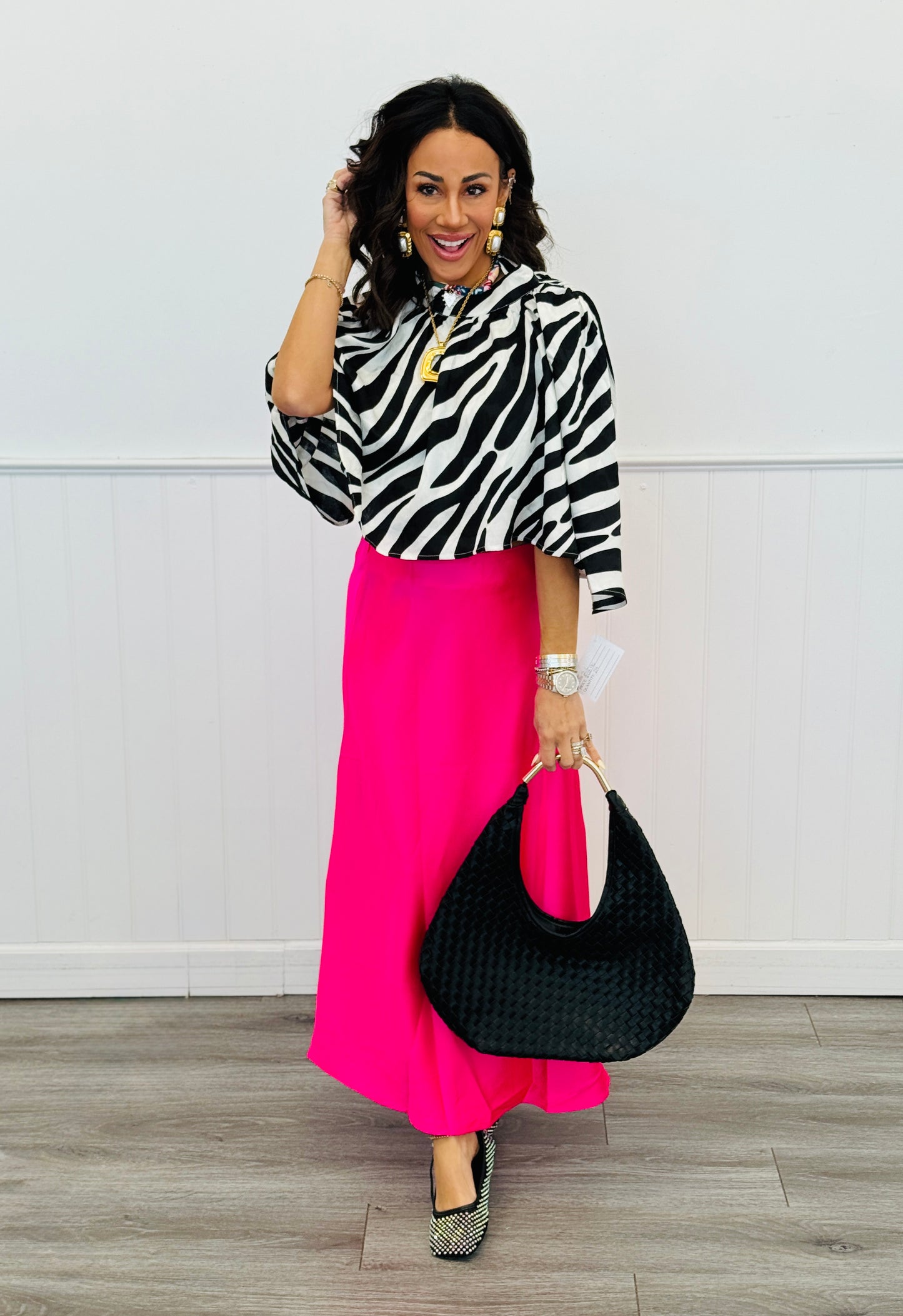 Black Zebra Print Sleeveless Blouse (Reg.)