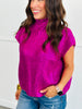 Magenta Metallic Foil Turtleneck Sleeveless Sweater Top (Reg.)