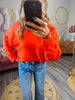 Orange Red V-Neck Sweater Top (Reg.)