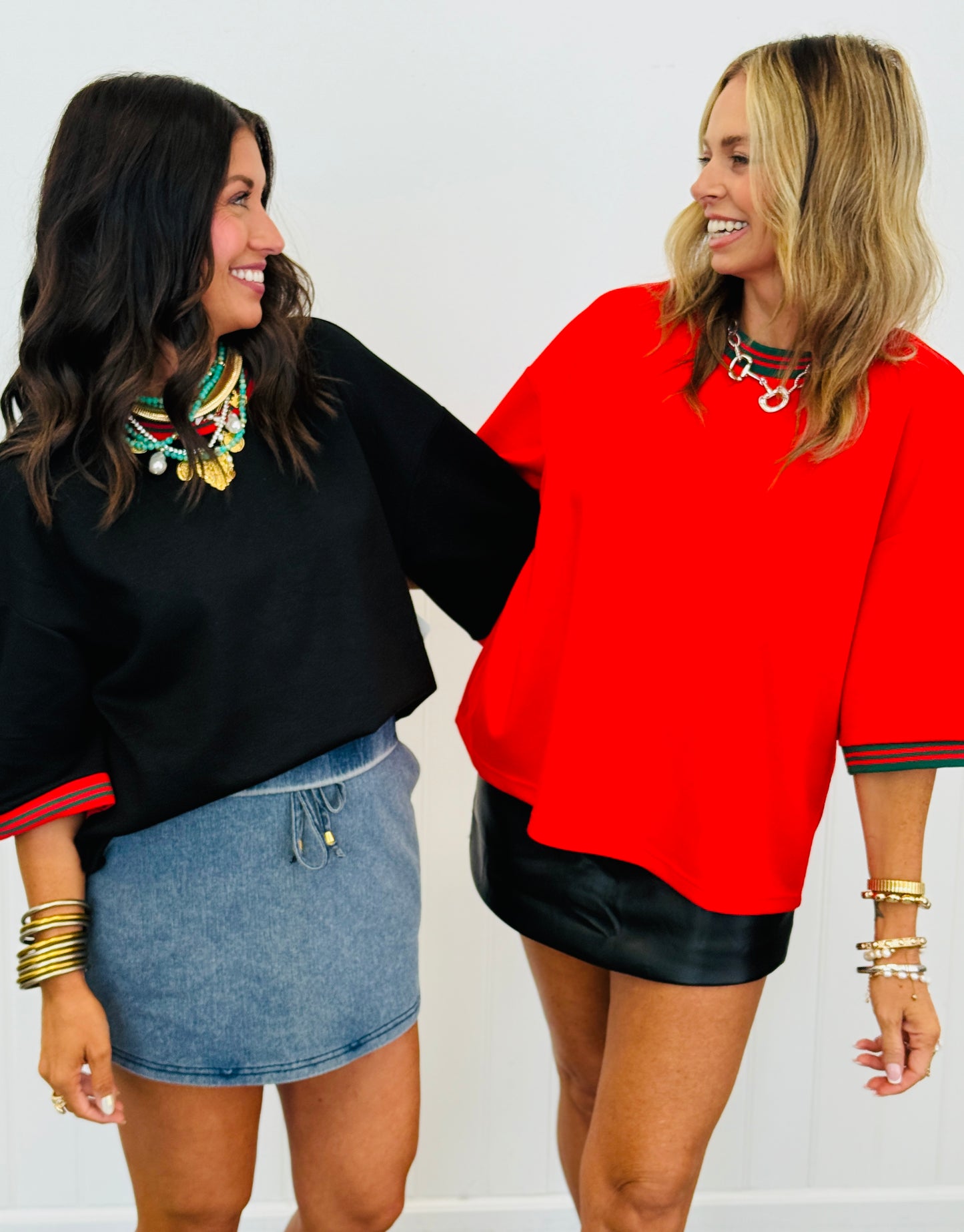 Contrast Color Rib Band Knit Top (Reg.) - 2 Colors