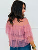 Sheer Mesh Ruffle Tiered Blouse (Reg.) - 3 Colors