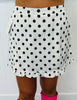 White/Black Polka Dot Ruffle Hem Mini Skort (Reg.)