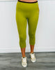 Green Contrast Layered Waist Capri Leggings (Reg.)