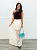 White Mesh Floral Embroidered Maxi Skirt (Reg.)
