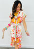 Cream Multi Botanical Print Button Down Maxi Dress (Reg.)