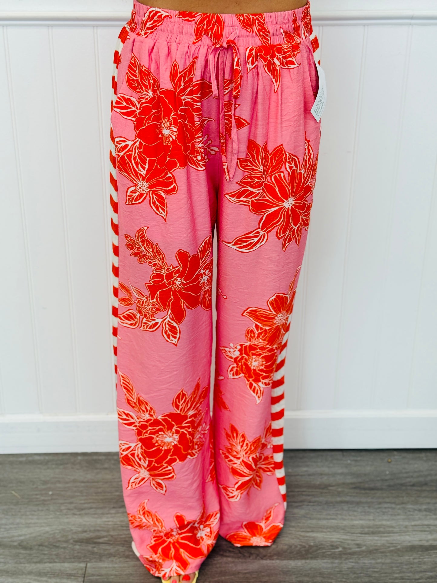 Floral Breeze Contrast Stripe Pants (Reg.) - 2 Colors