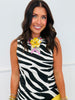 Black Zebra Print Peplum Top (Reg.)