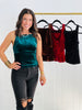 Velvet Back Tie Sleeveless Top (Reg.)-4 Colors