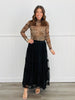 Black Tulle Mesh Ruffle Midi Skirt (Reg & Plus)