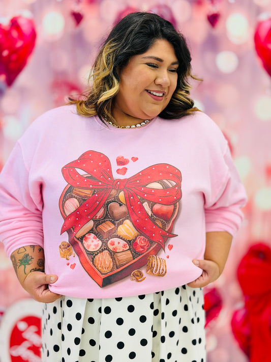 Box of Chocolate Rhinestone Sweatshirt (Reg. and Plus)
