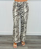 Ecru Zebra Print Wide Leg Pants (Reg.)