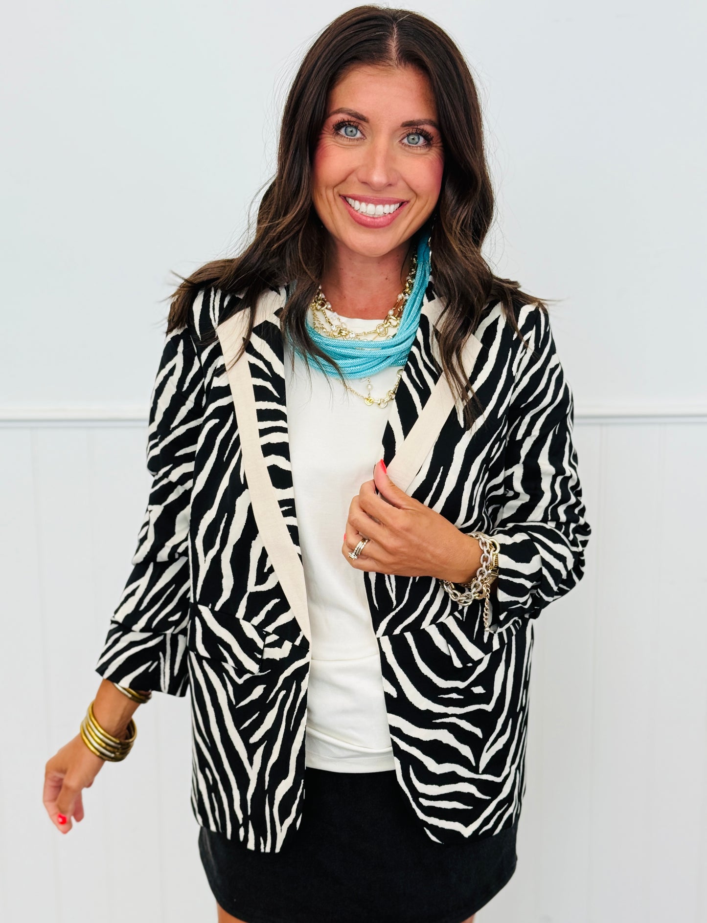 Black Zebra Printed Blazer (Reg. and Plus)