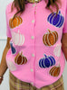Glitter Pumpkin Short Sleeve Cardigan (Reg. and Plus)