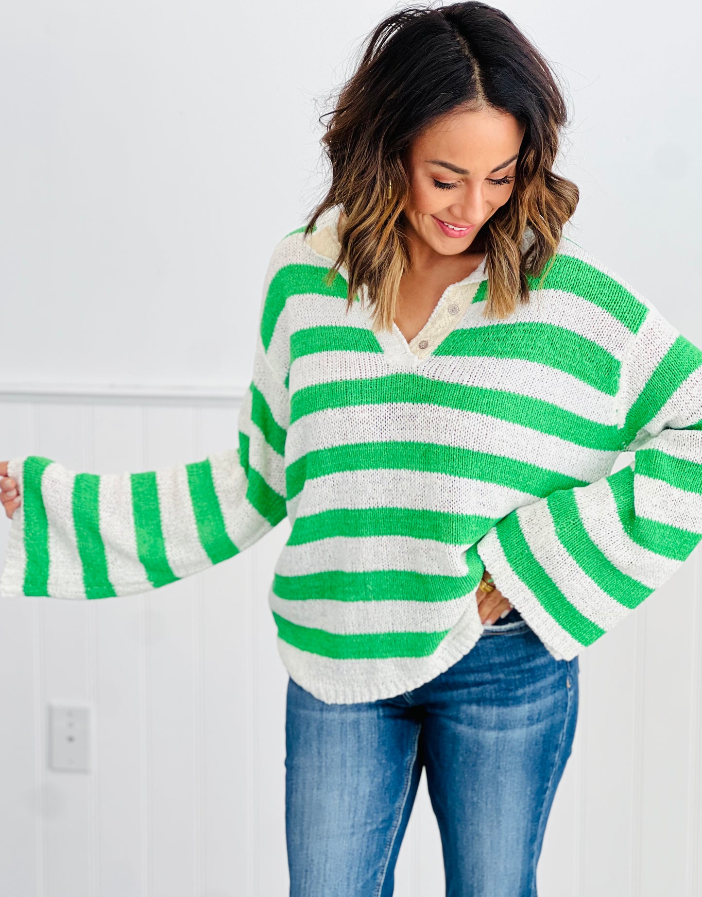 POL Ivory Multi Striped Sweater Top (Reg.)