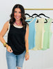 POL Lace Trim Ribbed Knit Tank Top (Reg.)-4 Colors